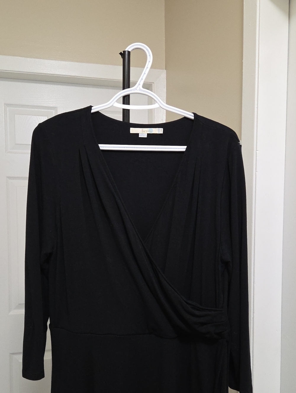 Boden Plus Size Black Faux Wrap Long Sleeve Midi Dress Viscose Career Classic - Picture 3 of 10